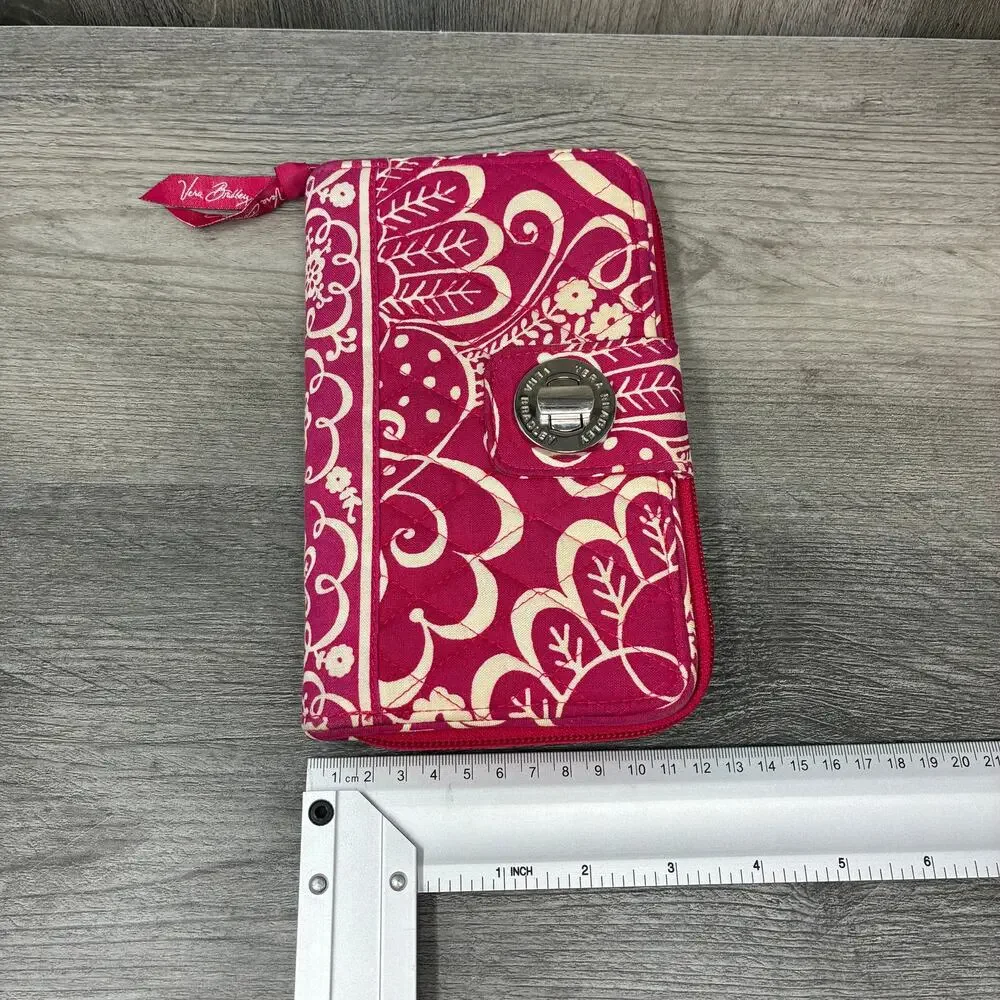 Vera Bradley Rosy Posies Turnlock Wallet Pink Red Cream Retired Spring 2012
